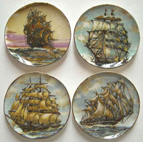 Dollhouse Miniature 4 Ship Platters